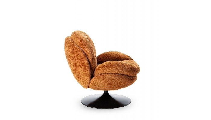 MEMENTO - Fauteuil moelleux orange brulé pied pivotant