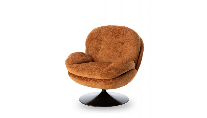 MEMENTO - Fauteuil moelleux orange brulé pied pivotant