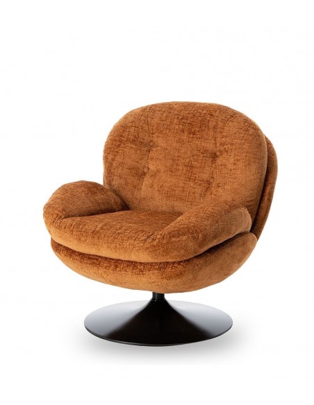 MEMENTO - Fauteuil moelleux orange brulé pied pivotant