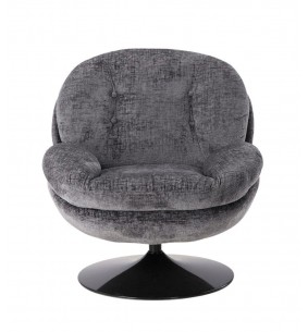 MEMENTO - Fauteuil moelleux gris pied pivotant noir 2