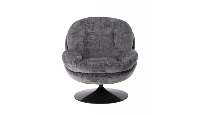 MEMENTO - Fauteuil moelleux gris pied pivotant noir