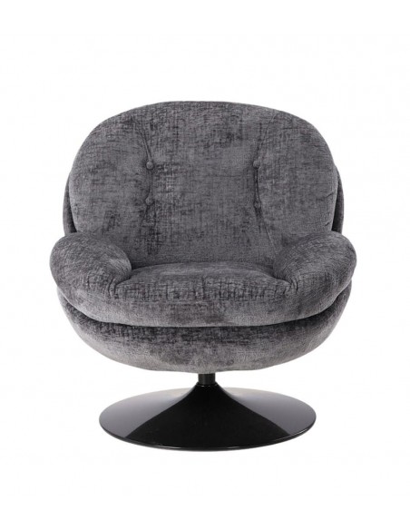 MEMENTO - Fauteuil moelleux gris pied pivotant noir