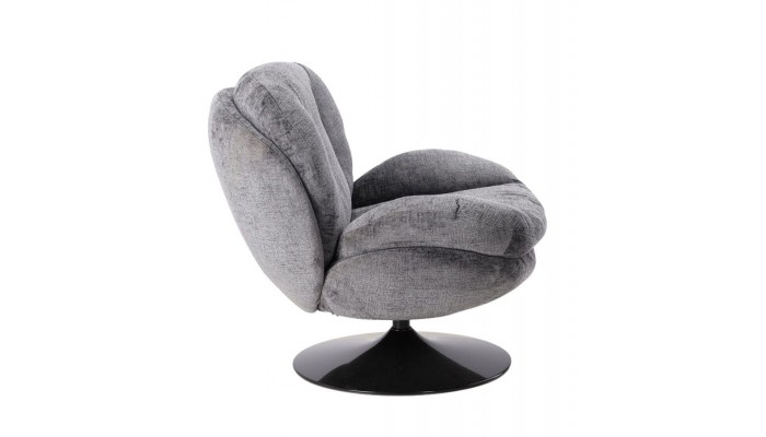 MEMENTO - Fauteuil moelleux gris pied pivotant noir