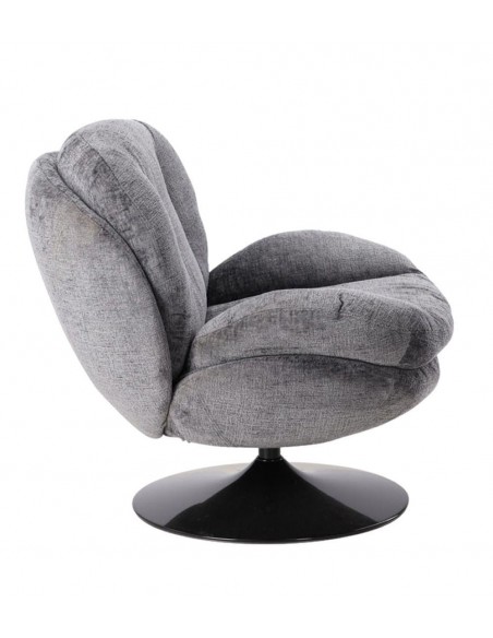 MEMENTO - Fauteuil moelleux gris pied pivotant noir