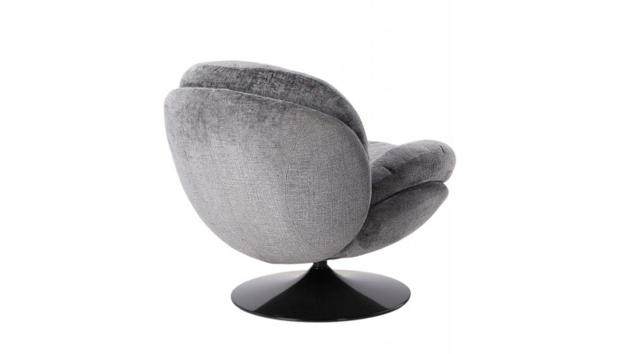 MEMENTO - Fauteuil moelleux gris pied pivotant noir
