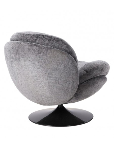 MEMENTO - Fauteuil moelleux gris pied pivotant noir