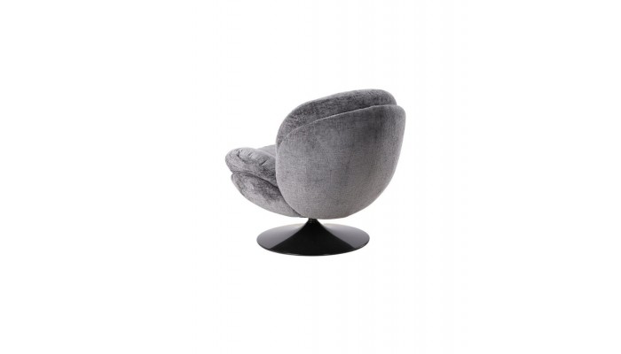 MEMENTO - Fauteuil moelleux gris pied pivotant noir