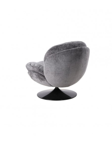 MEMENTO - Fauteuil moelleux gris pied pivotant noir