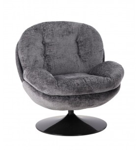 MEMENTO - Fauteuil moelleux gris pied pivotant noir