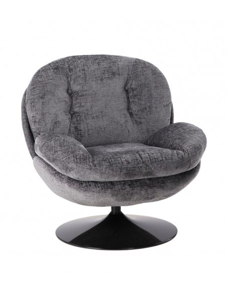 MEMENTO - Fauteuil moelleux gris pied pivotant noir