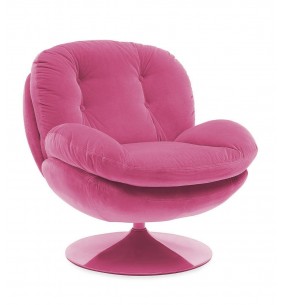 MEMENTO - Fauteuil moelleux rose pied pivotant rose