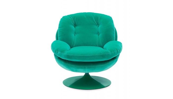 MEMENTO - Fauteuil moelleux vert clair pied pivotant vert