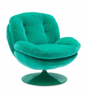 MEMENTO - Fauteuil moelleux vert clair pied pivotant vert