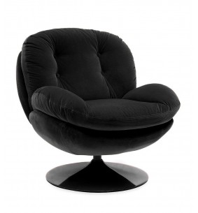 MEMENTO - Fauteuil moelleux noir pied pivotant noir