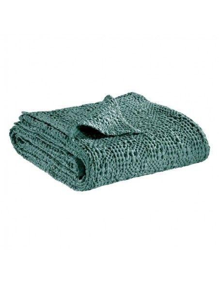 TANA - Plaid vert de gris 140 X 200