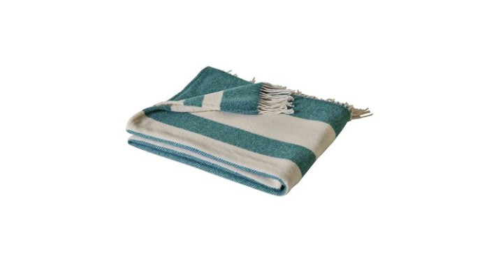 AUSTRAL - Plaid 100% laine mérinos extra fine bleu paon