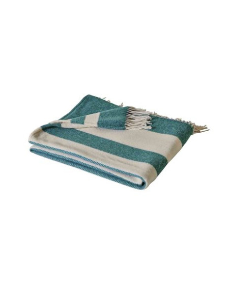 AUSTRAL - Plaid 100% laine mérinos extra fine bleu paon