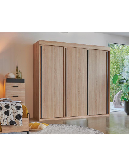 FIRST- Armoire 3 portes coulissantes bois