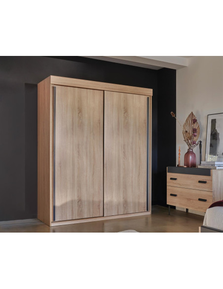 FIRST - Armoire 2 portes coulissantes bois