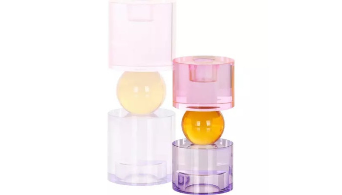 ZAHRA - Bougeoir en Crystal rose et violet