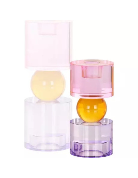 ZAHRA - Bougeoir en Crystal rose et violet