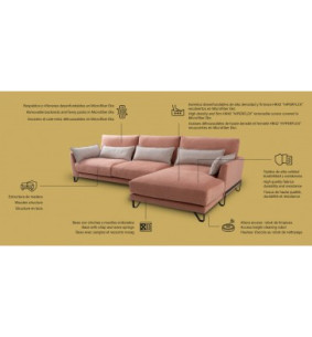 NADIA - Canapé avec chaise longue collection exclusive haut de gamme 2