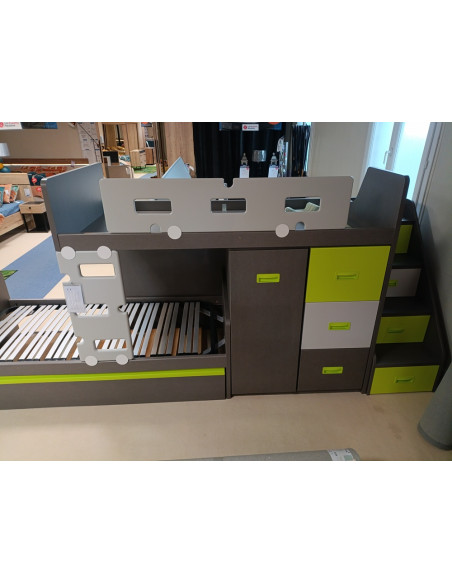 Lits superposés 3 couchages avec rangements penderie et tiroirs