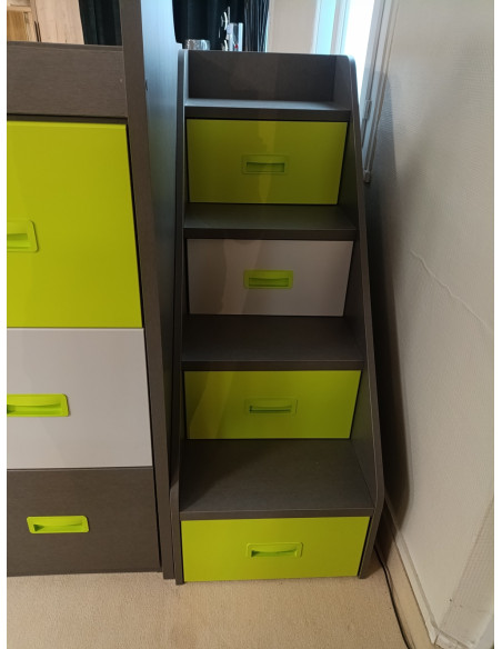 Lits superposés 3 couchages avec rangements penderie et tiroirs