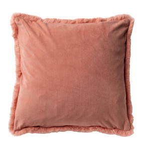 ZAYA - Coussin imitation fourrure rose 45x45 cm 2