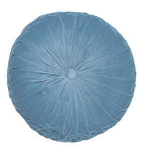 KAJA - Coussin rond en velours Provincial Blue 40 cm