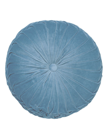 KAJA - Coussin rond en velours Provincial Blue 40 cm