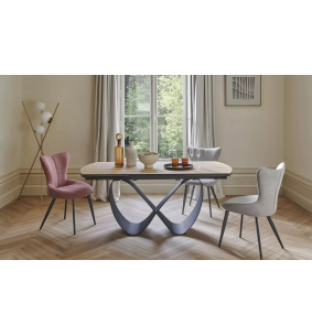 TOPAZE - Table salle à manger céramique marbre blanc pied... 2