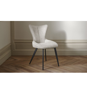 TOPAZE - Chaise tissu craie avec pieds métal