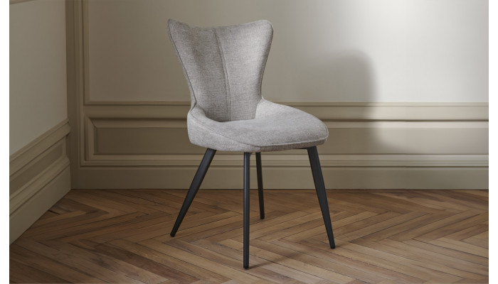TOPAZE - Chaise tissu granit avec pieds métal