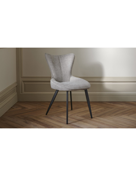 TOPAZE - Chaise tissu granit avec pieds métal