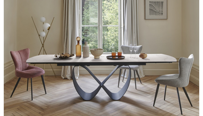 TOPAZE - Chaise tissu granit avec pieds métal