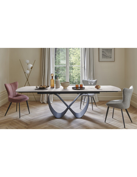 TOPAZE - Chaise tissu granit avec pieds métal