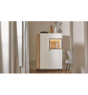 TOPAZE - Vaisselier craie 2 portes laqué largeur 105 cm
