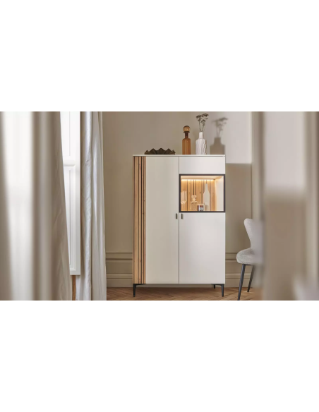 TOPAZE - Vaisselier craie 2 portes laqué largeur 105 cm