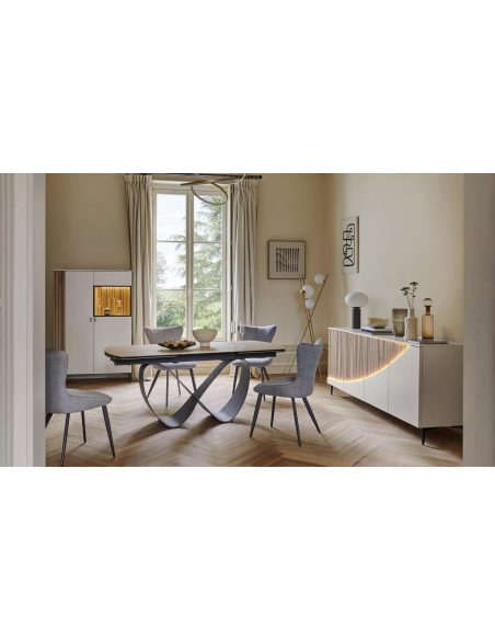 TOPAZE - Vaisselier craie 2 portes laqué largeur 105 cm
