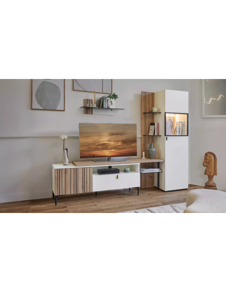 TOPAZE - Colonne avec rangement et 1 porte largeur 80 cm