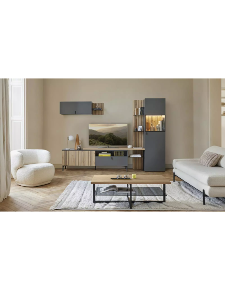 TOPAZE - Colonne carbone avec rangement et 1 porte largeur 80 cm