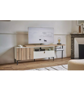 TOPAZE - Meuble TV largeur extensible de 200 à 260 cm craie