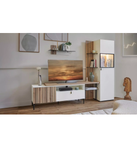 TOPAZE - Meuble TV largeur extensible de 170 à 230 cm craie 2