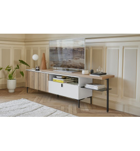 TOPAZE - Meuble TV largeur extensible de 170 à 230 cm craie