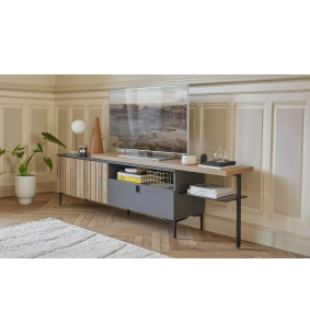 TOPAZE - Meuble TV largeur extensible de 170 à 230 cm carbone
