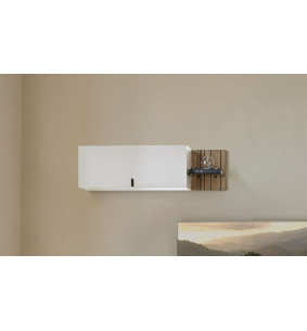 TOPAZE - Etagère murale avec porte largeur 112 cm craie