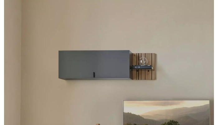 TOPAZE - Etagère murale avec porte largeur 112 cm carbone