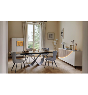 TOPAZE - Buffet 4 portes laqué largeur 226 cm craie 2