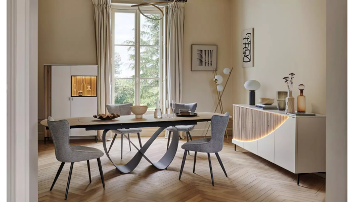 TOPAZE - Buffet 4 portes laqué largeur 226 cm craie